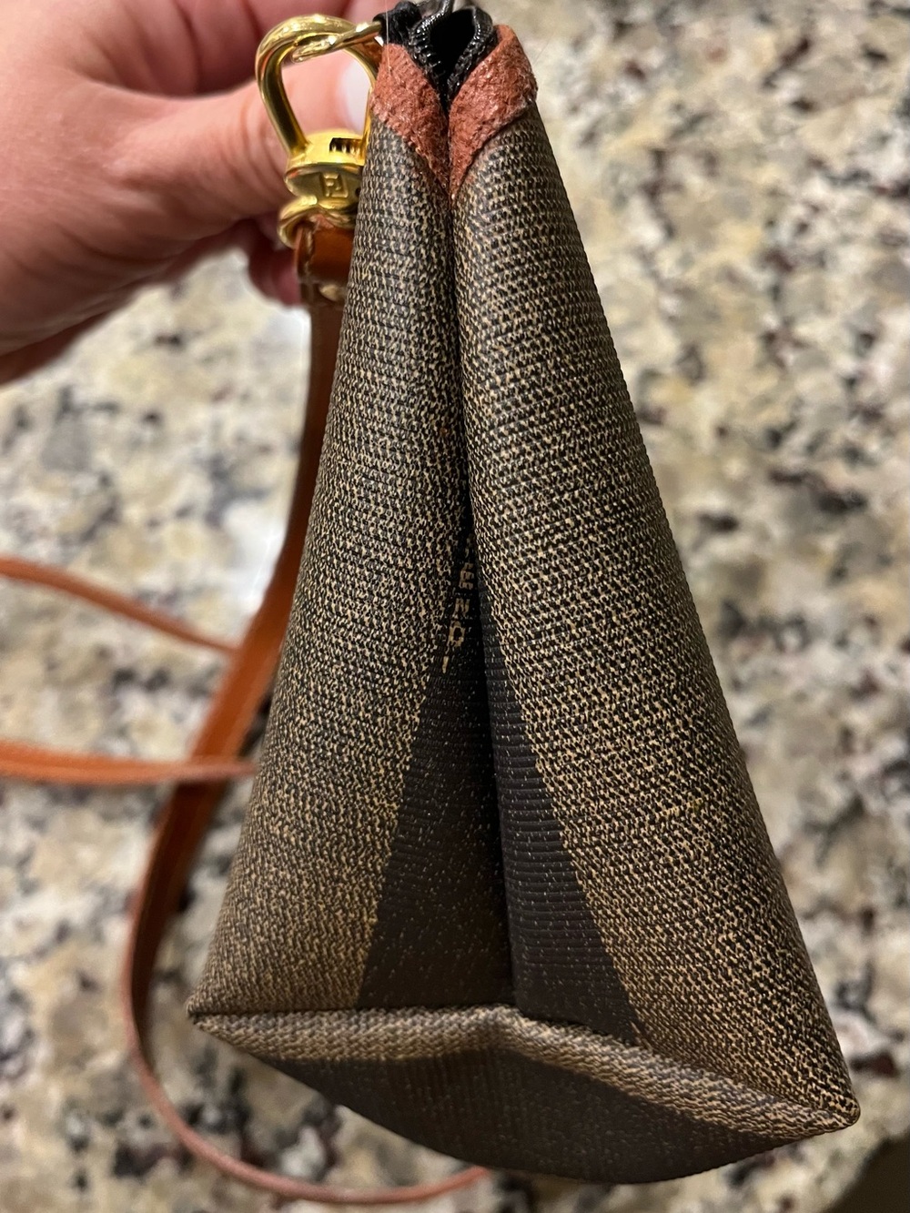 Fendi Brown and Black Striped Pequin Crossbody Bag - Picture 10 of 14